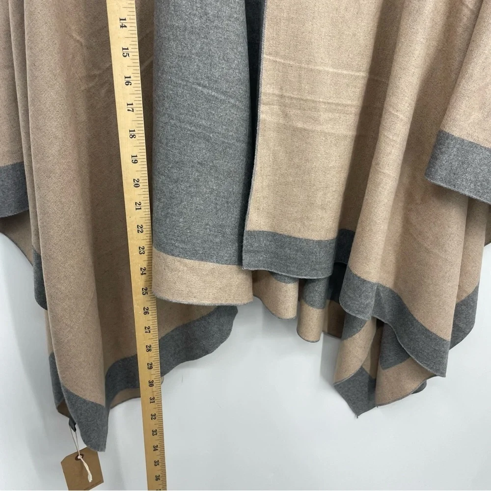 NWT MELIFLUOS Shawl Pashmina Shawl gray‎ tan one size reversible